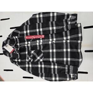 Black and White Plaid Button-Up Shirt Jacket XL
